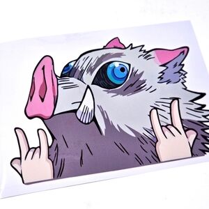 🆕️🆑️ Demon Slayer Anime Decal |  Inosuke Let's Rock Out Waterproof Sticker